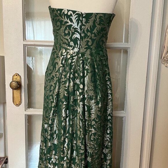 Nicole Miller Green & Silver Strapless Gown NWT - Picture 3 of 11